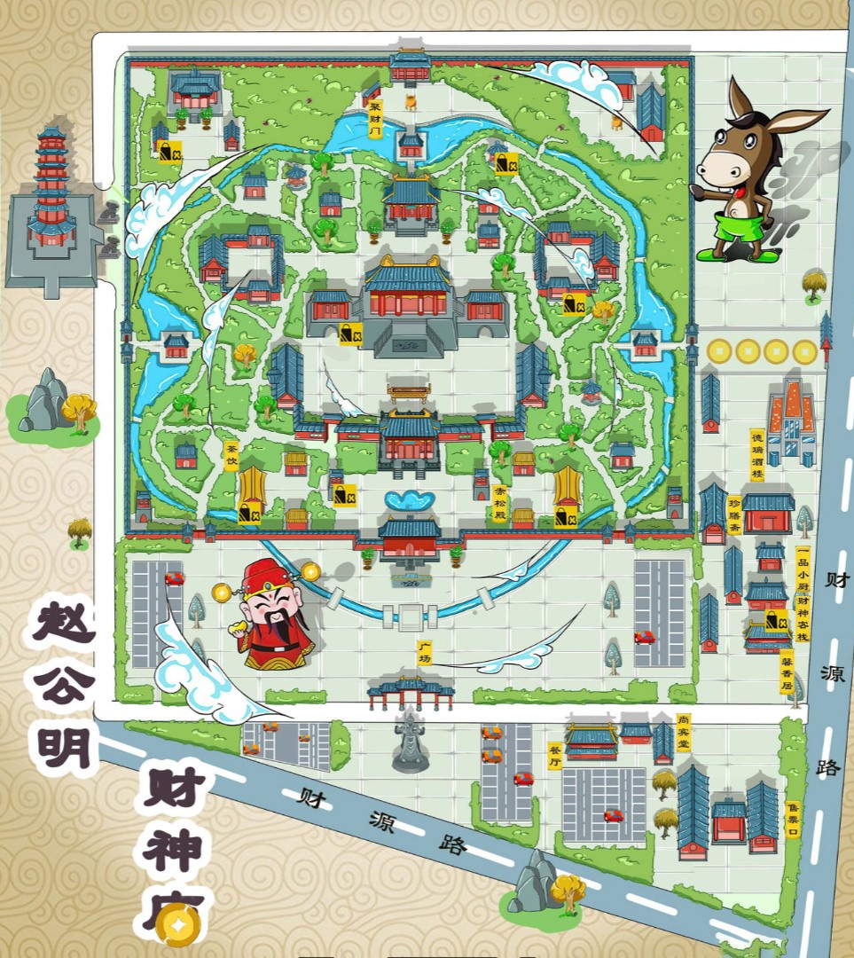 赤坎寺庙类手绘地图